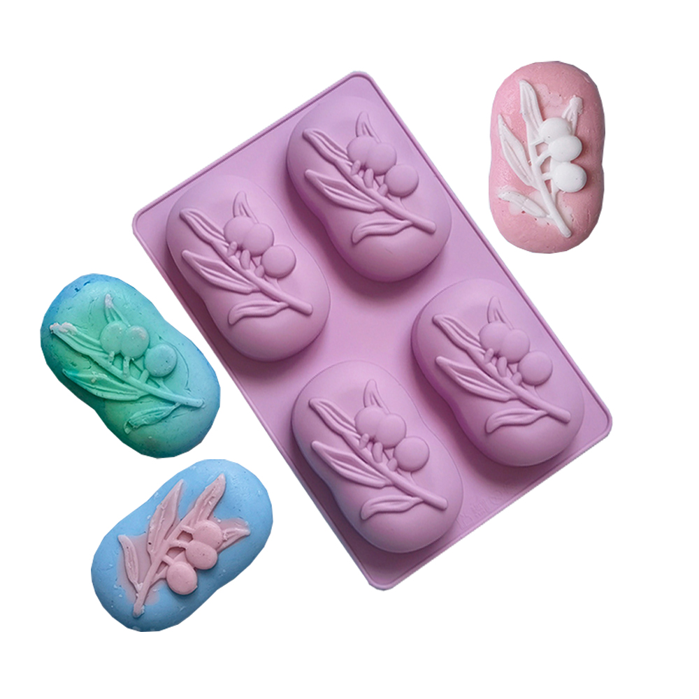 Soap Making Lye - 4 Cavities Oval Olive Tree Silicone