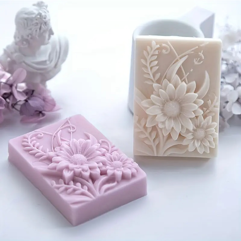 Soap Making Lye - 3D Flower Square Soap Silicone Mold