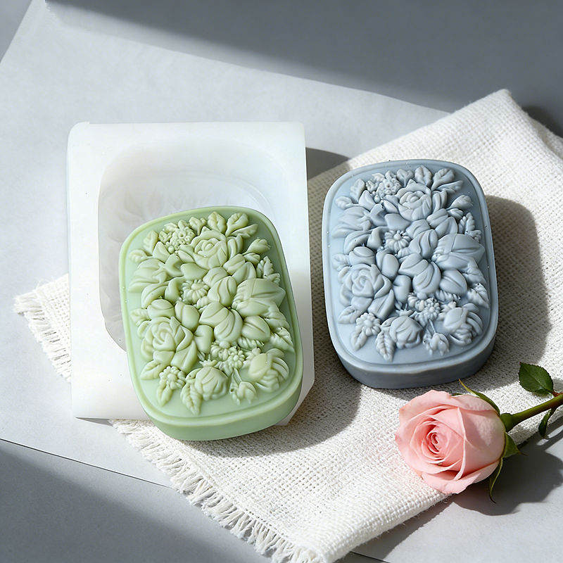 Square Floral Silicone Soap Mo - огляд і ціна Soap Making In Home