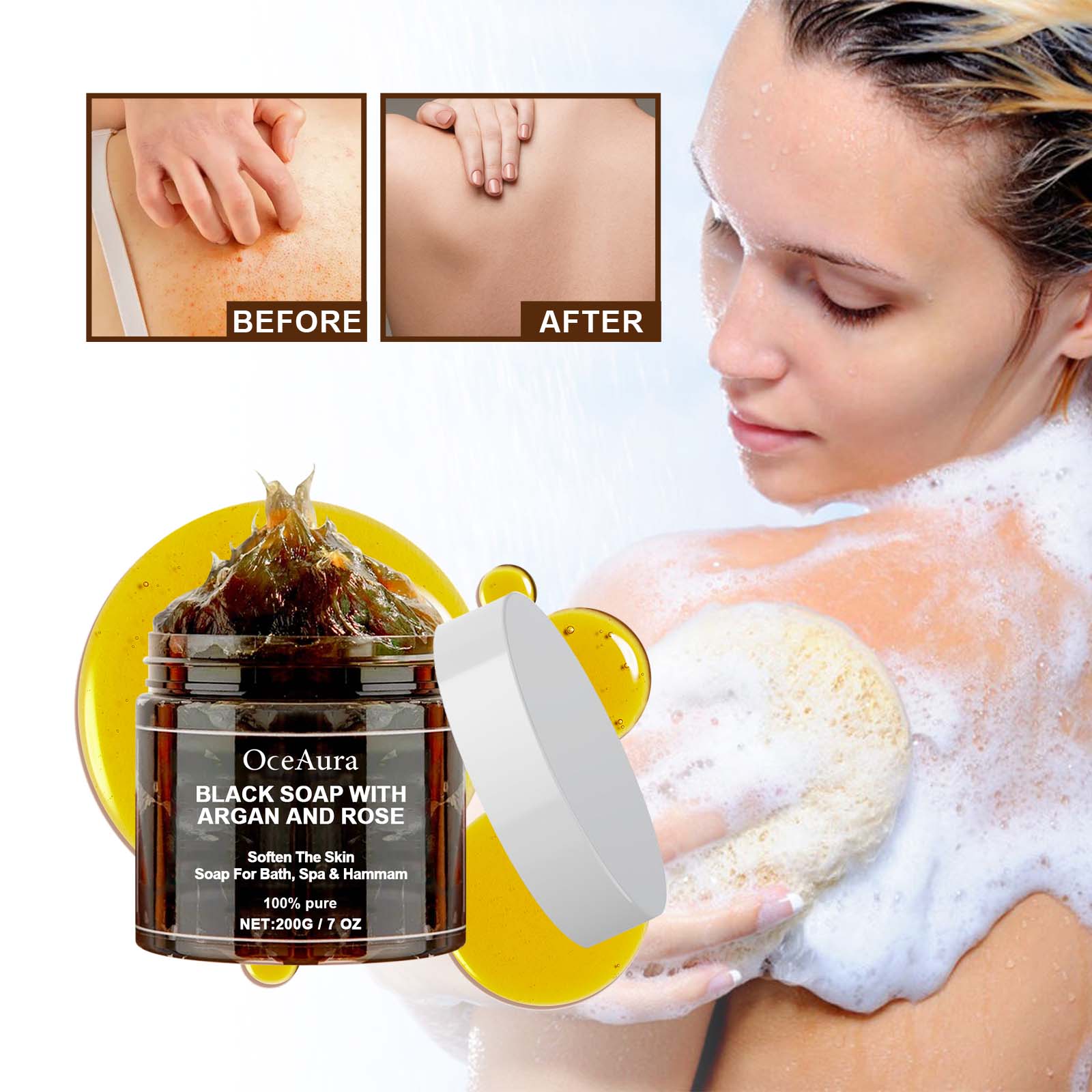 OCEAURA Black Soap With Argan  - огляд і ціна Castor Oil Soap