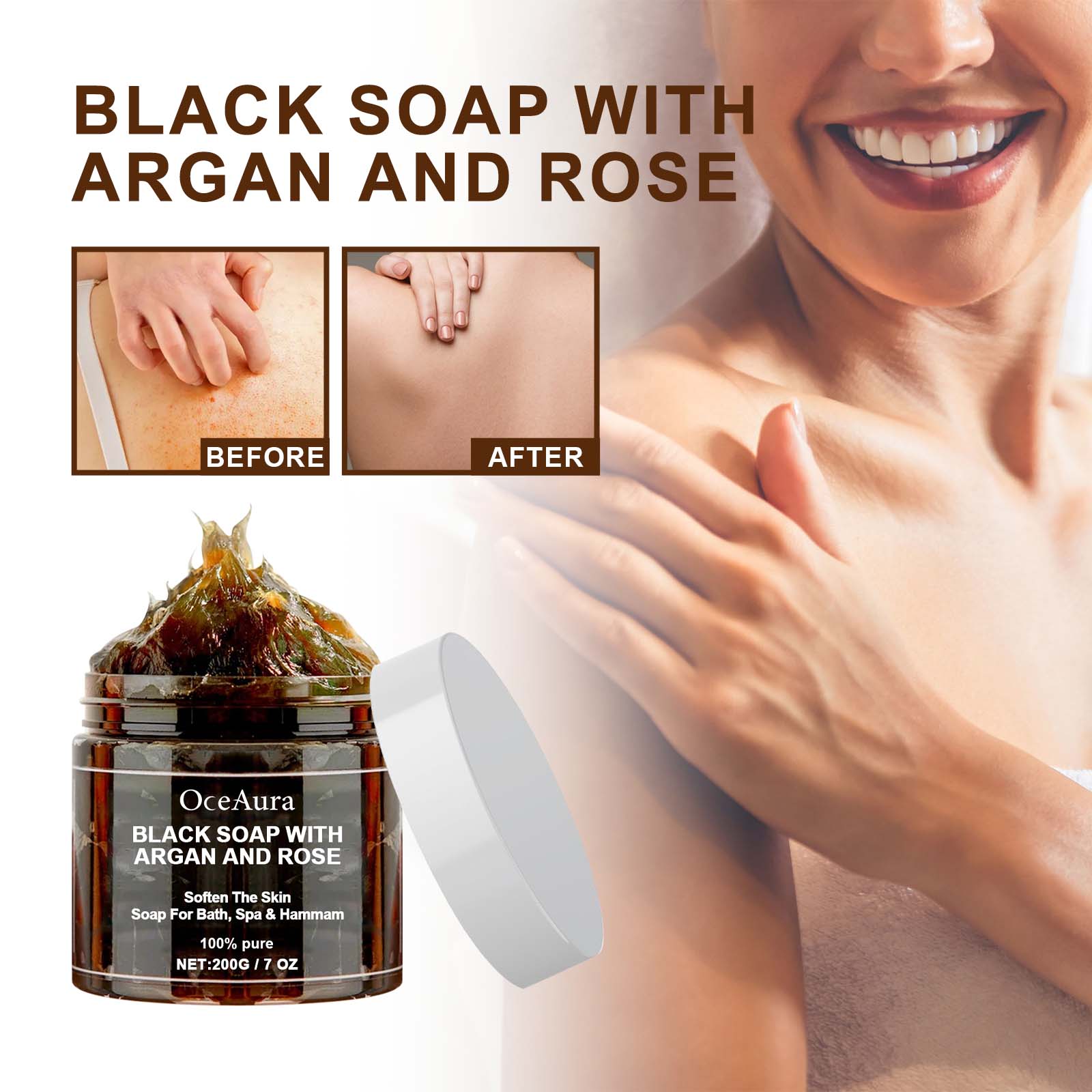 OCEAURA Black Soap With Argan  - огляд і ціна Castor Oil Soap